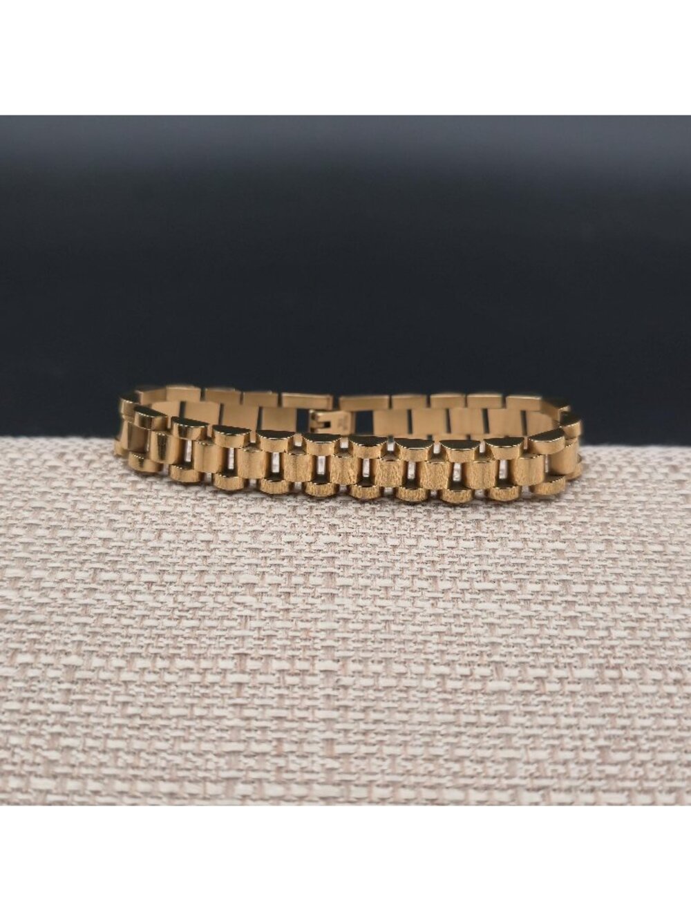 7 Inch Gold Over Stainless Steel President-style Link Bracelet A7378